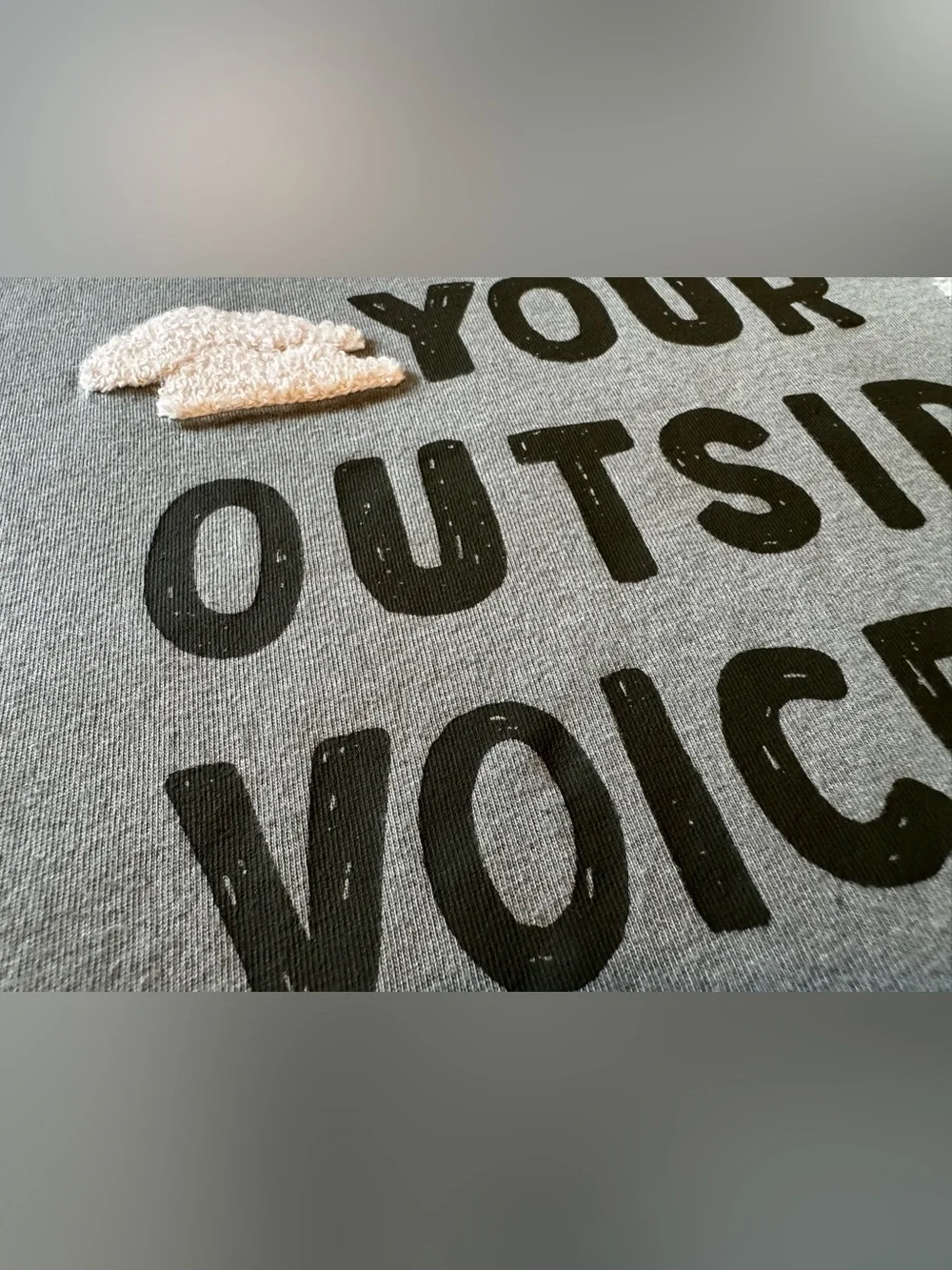 Carter’s Sage Green “Use your outside voice” 4T t-shirt 3D fuzzy Toddler Boy